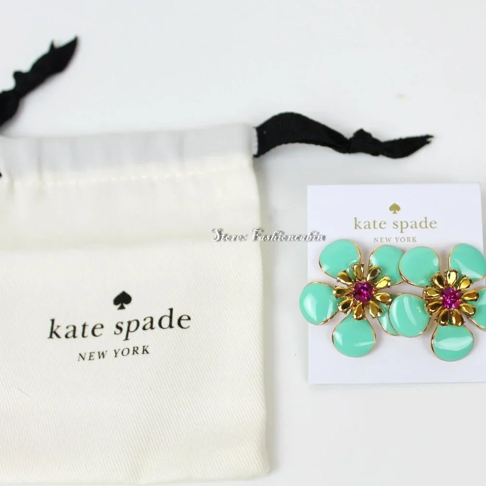 NWT Kate Spade Floral Stud Earrings, Green